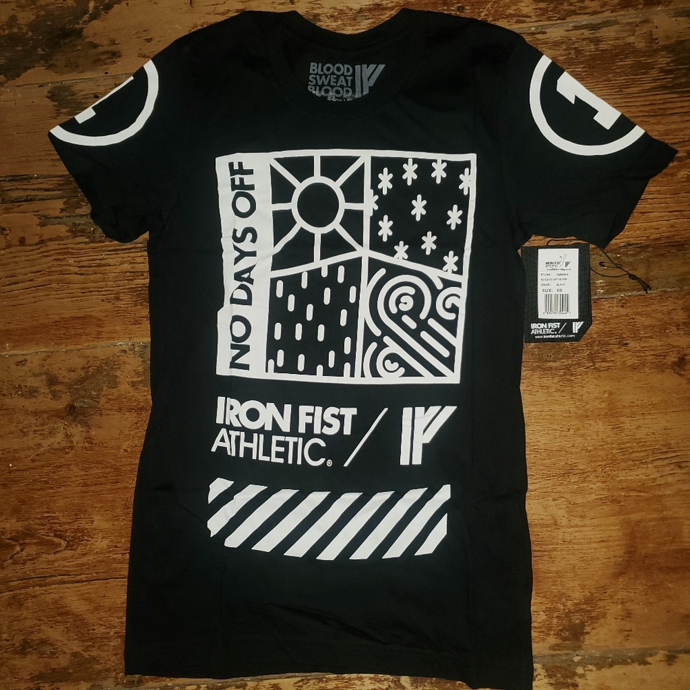nwt Iron Fist Athletic No days Off t-shirt Tee xs Black White